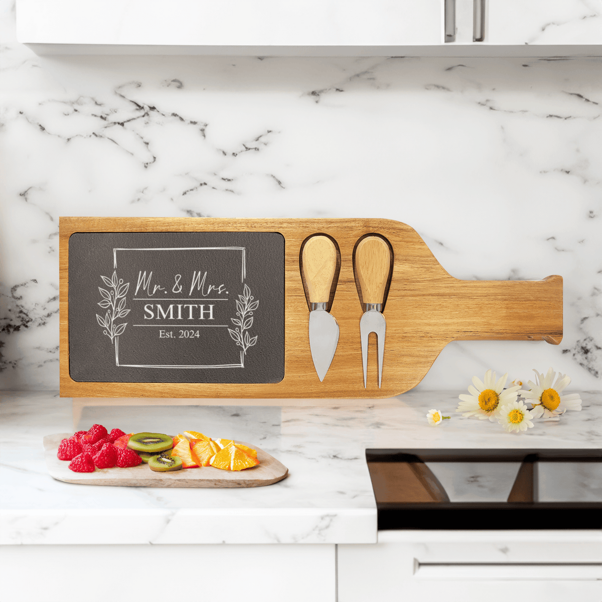 Years Of Joy Wood Slate Serving Tray With Handle