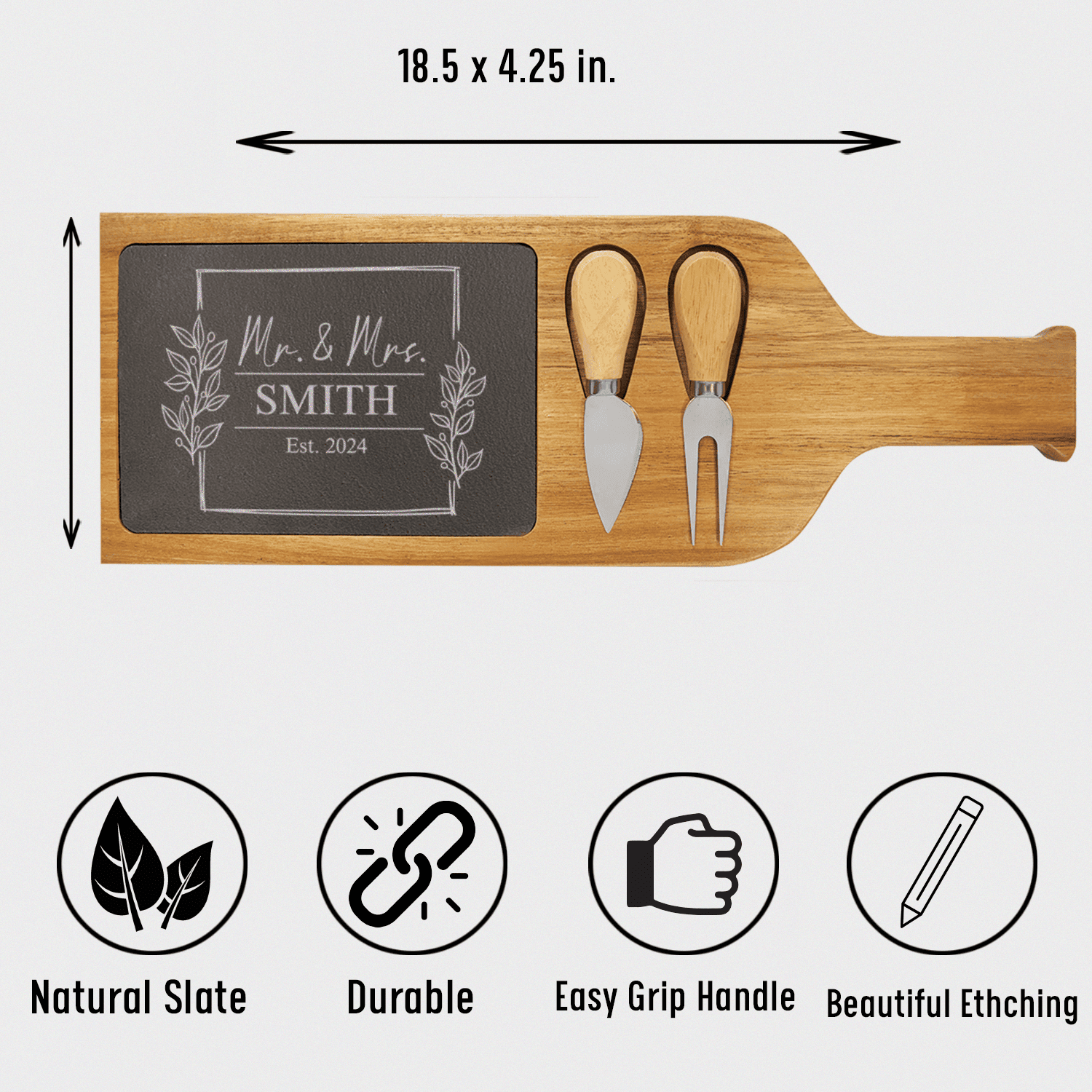 Years Of Joy Wood Slate Serving Tray With Handle