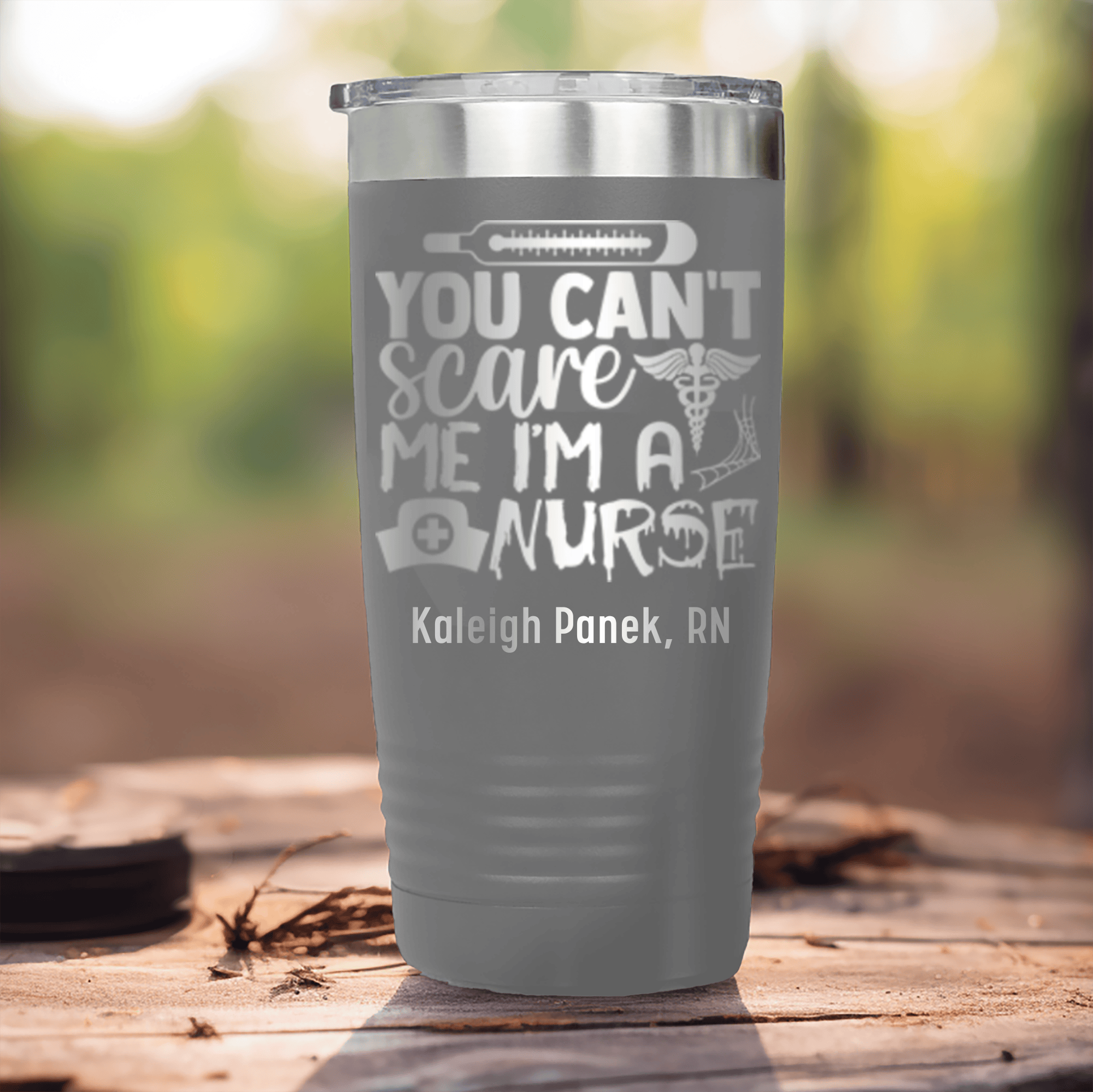 Grey Nurse Tumbler With You Dont Scare Me Im A Nurse Design