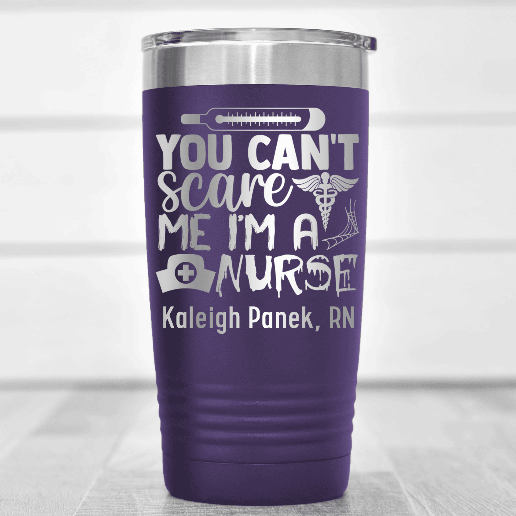 Purple Nurse Tumbler With You Dont Scare Me Im A Nurse Design