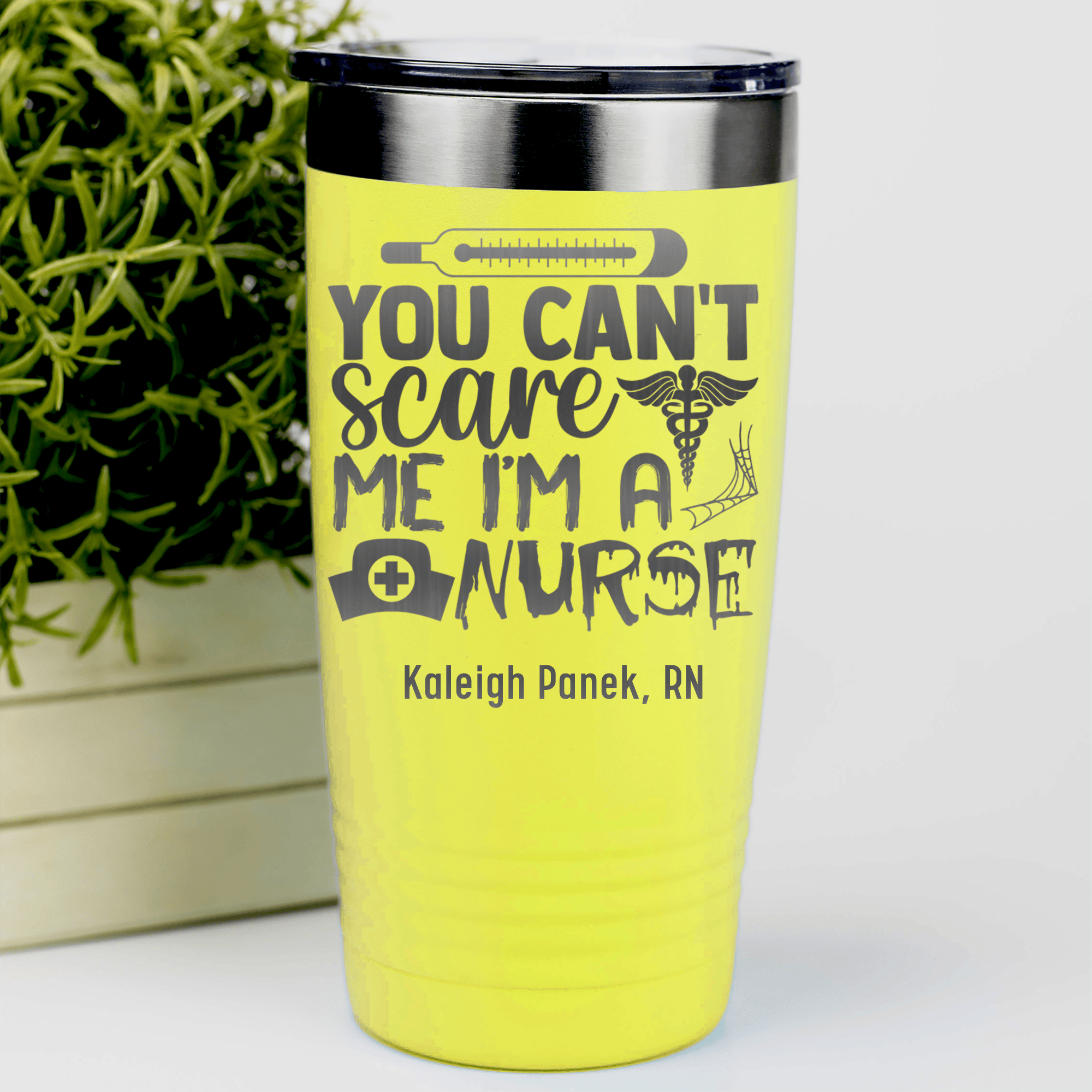 Yellow Nurse Tumbler With You Dont Scare Me Im A Nurse Design