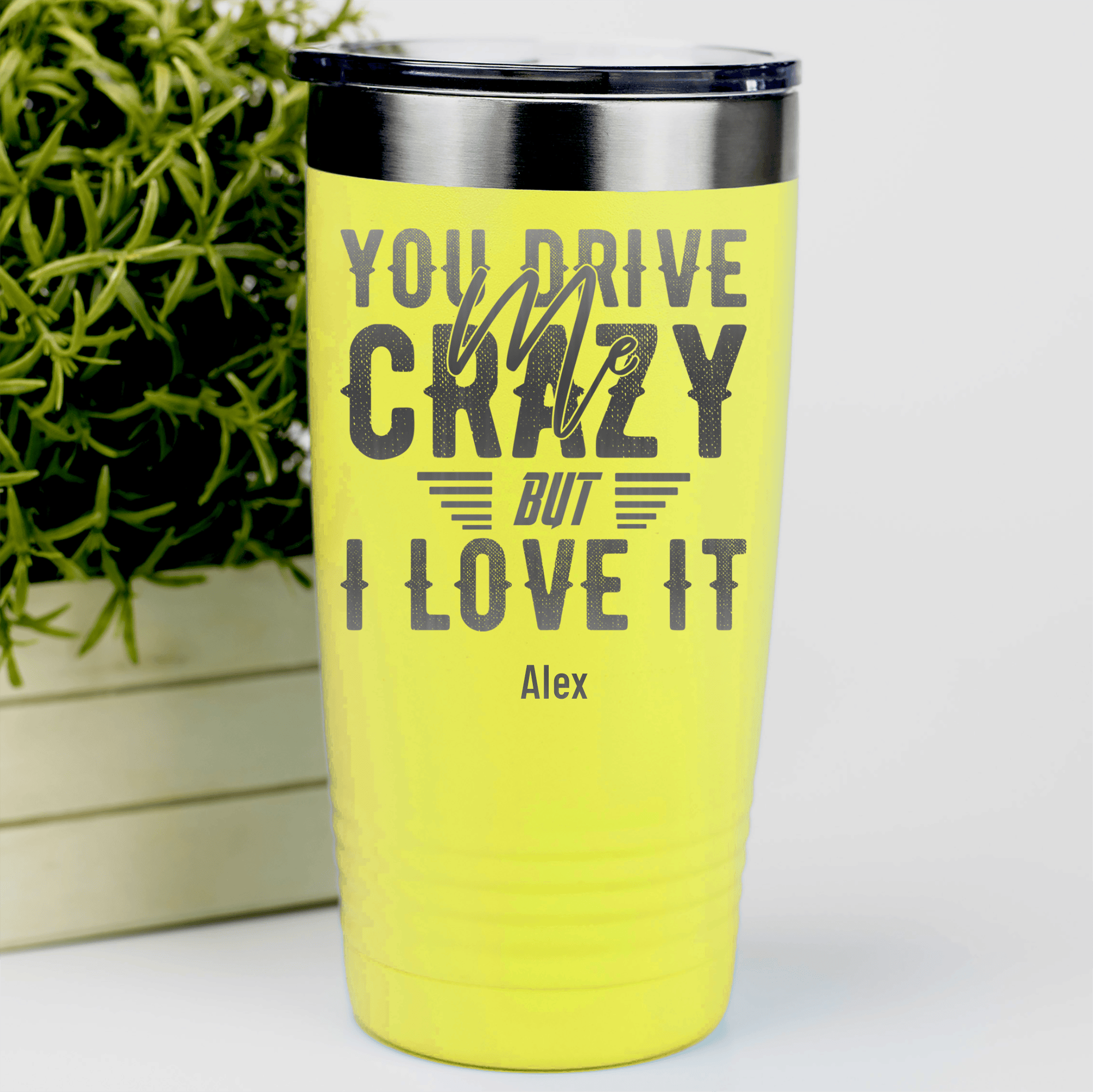 Yellow Best Friend Tumbler With You Drive Me Crazy But I Love You Design