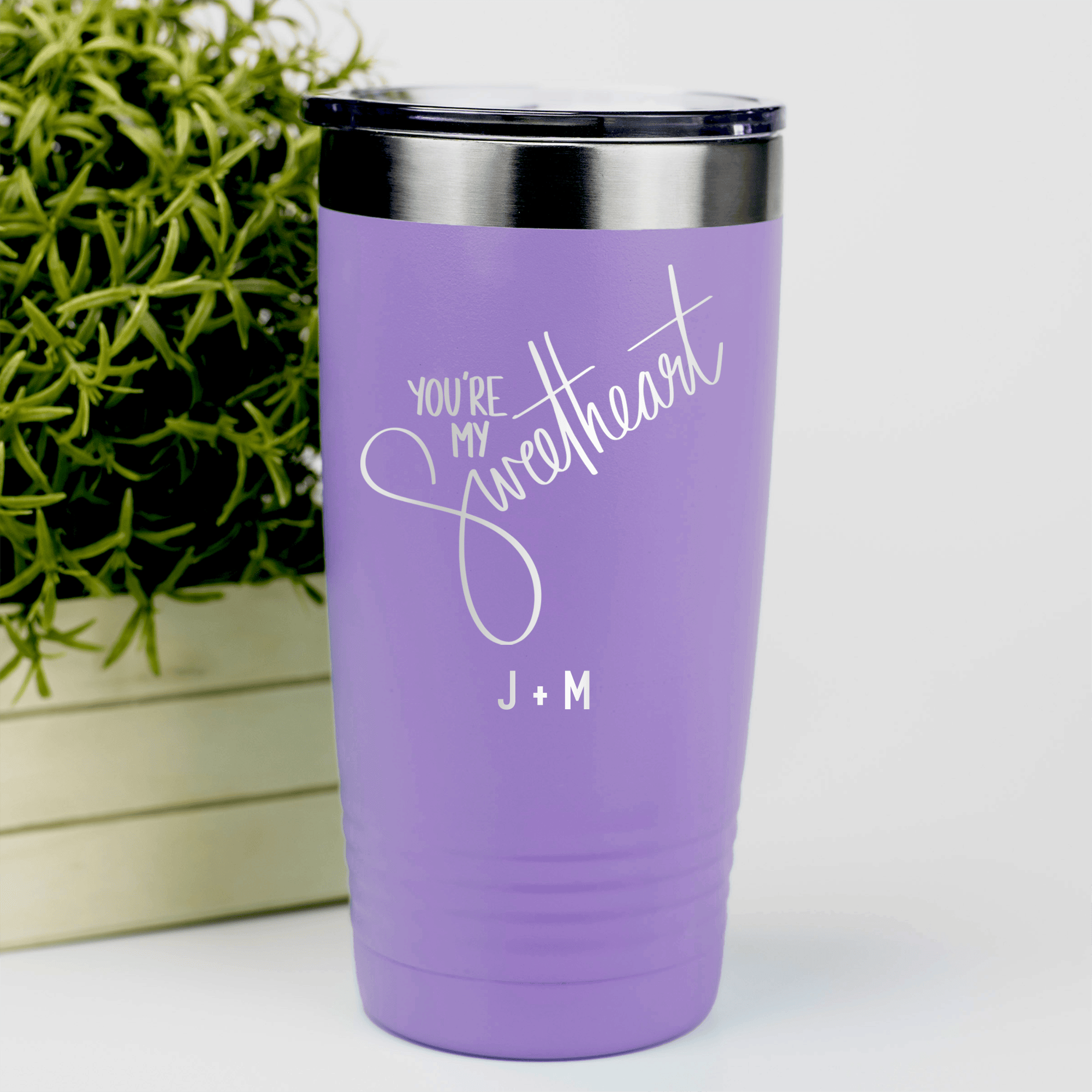 Light Purple Valentines Day Tumbler With Youre My Sweetheart Design