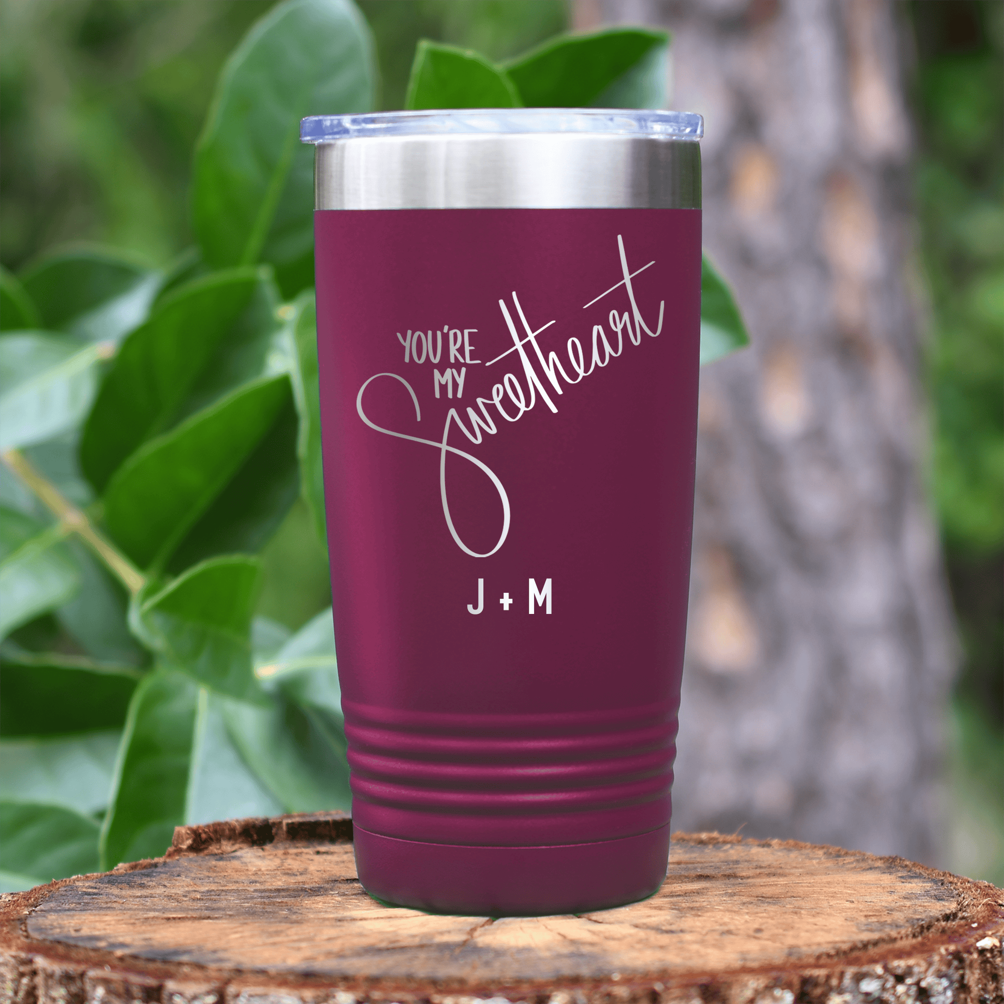 Maroon Valentines Day Tumbler With Youre My Sweetheart Design