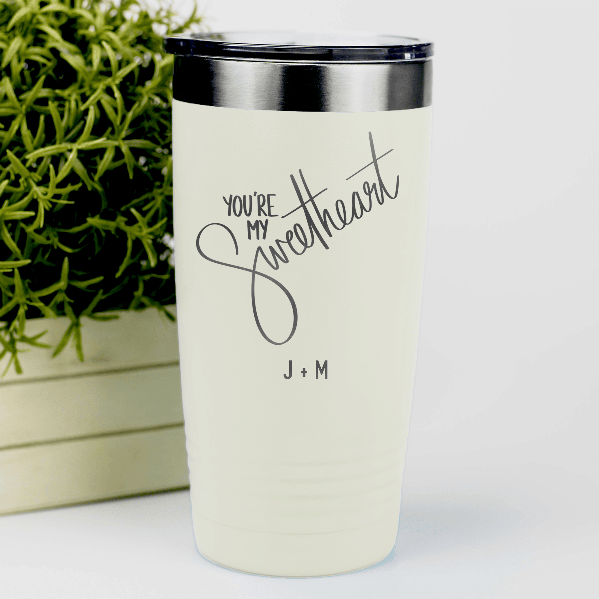White Valentines Day Tumbler With Youre My Sweetheart Design