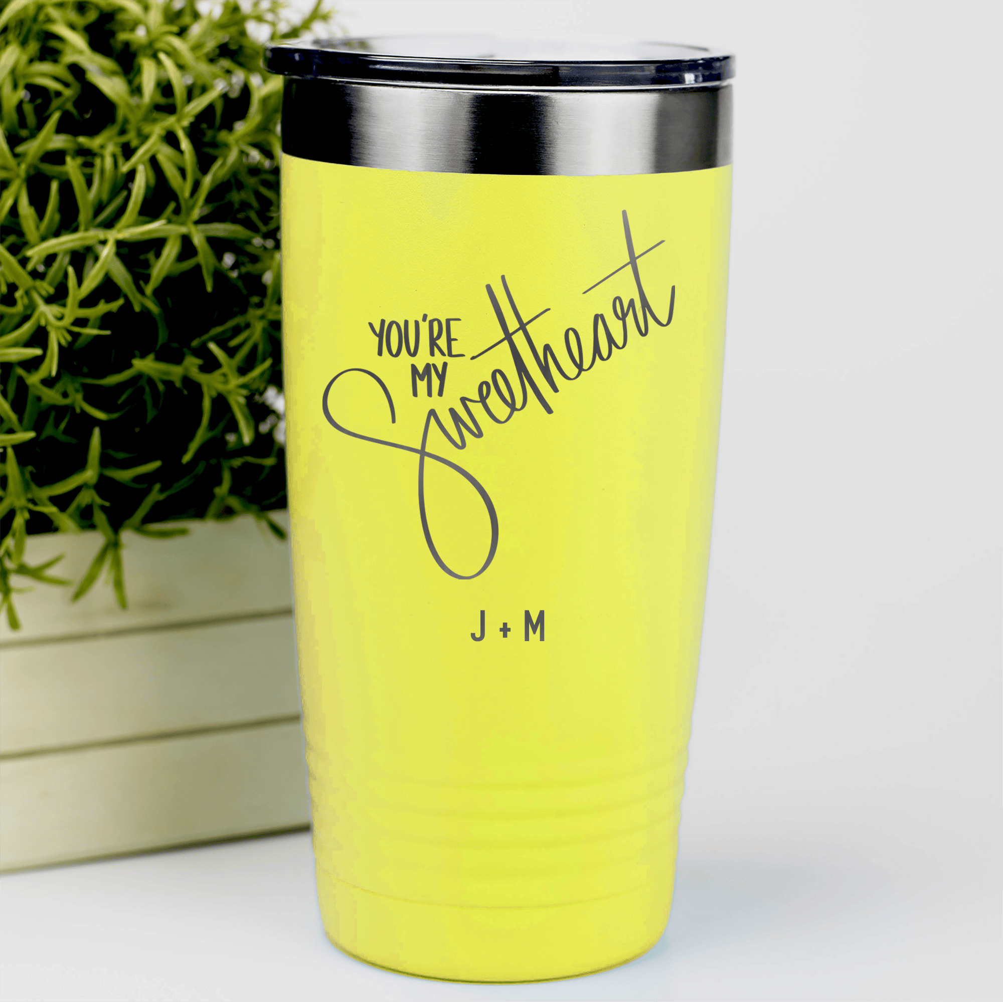 Yellow Valentines Day Tumbler With Youre My Sweetheart Design