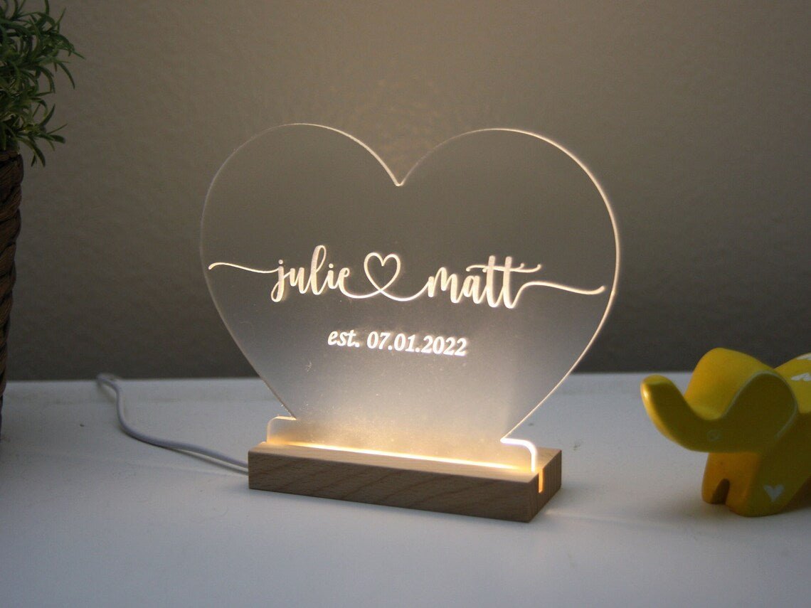 Anniversary Light Up Heart Name Sign