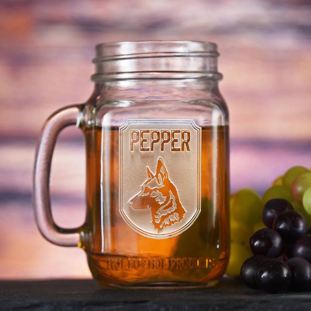 Drinking Glass Dog Breed Mason Jar