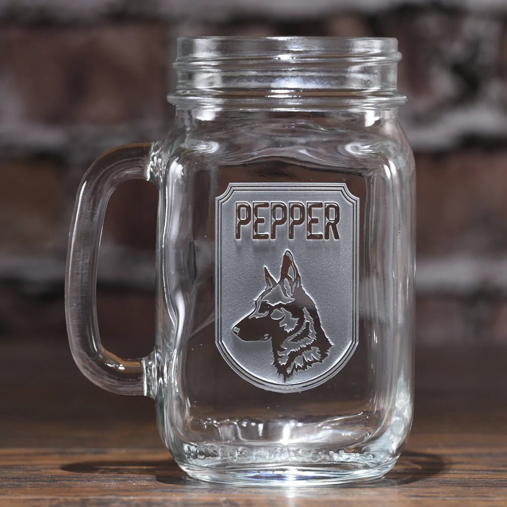 Drinking Glass Dog Breed Mason Jar