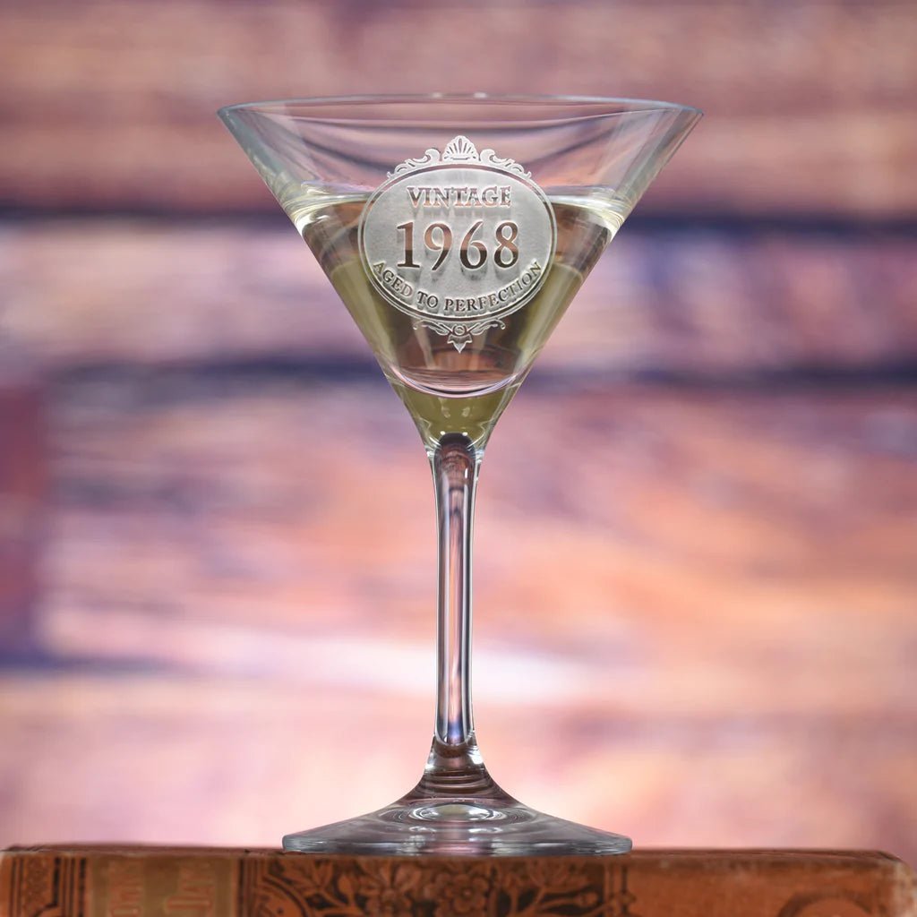 Drinkware Engraved Crystal Birthday Martini Glass