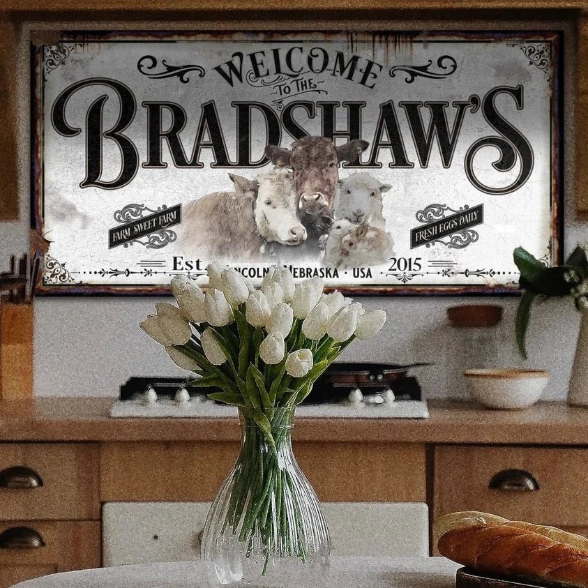 Family Name Farmhouse Style Sign