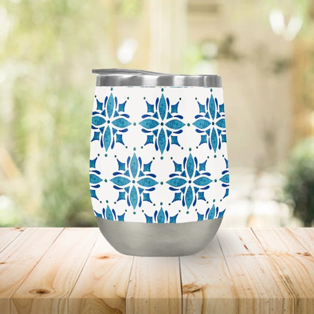 Home &amp; Garden Blue Tile Wine Tumbler