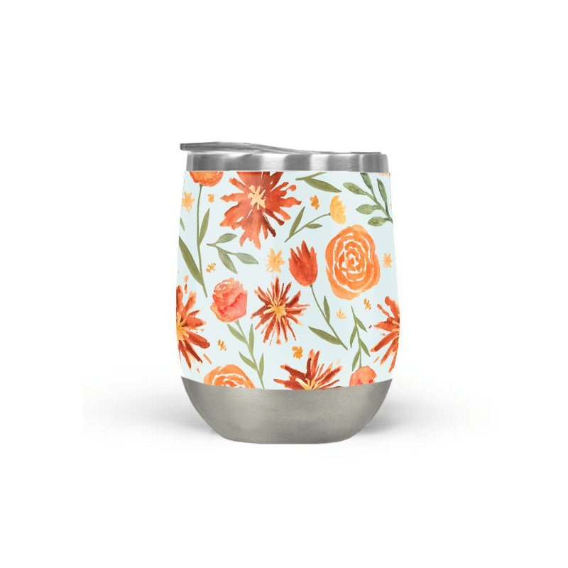 Home & Garden Burnt Orange Flower Burst Wine Tumbler