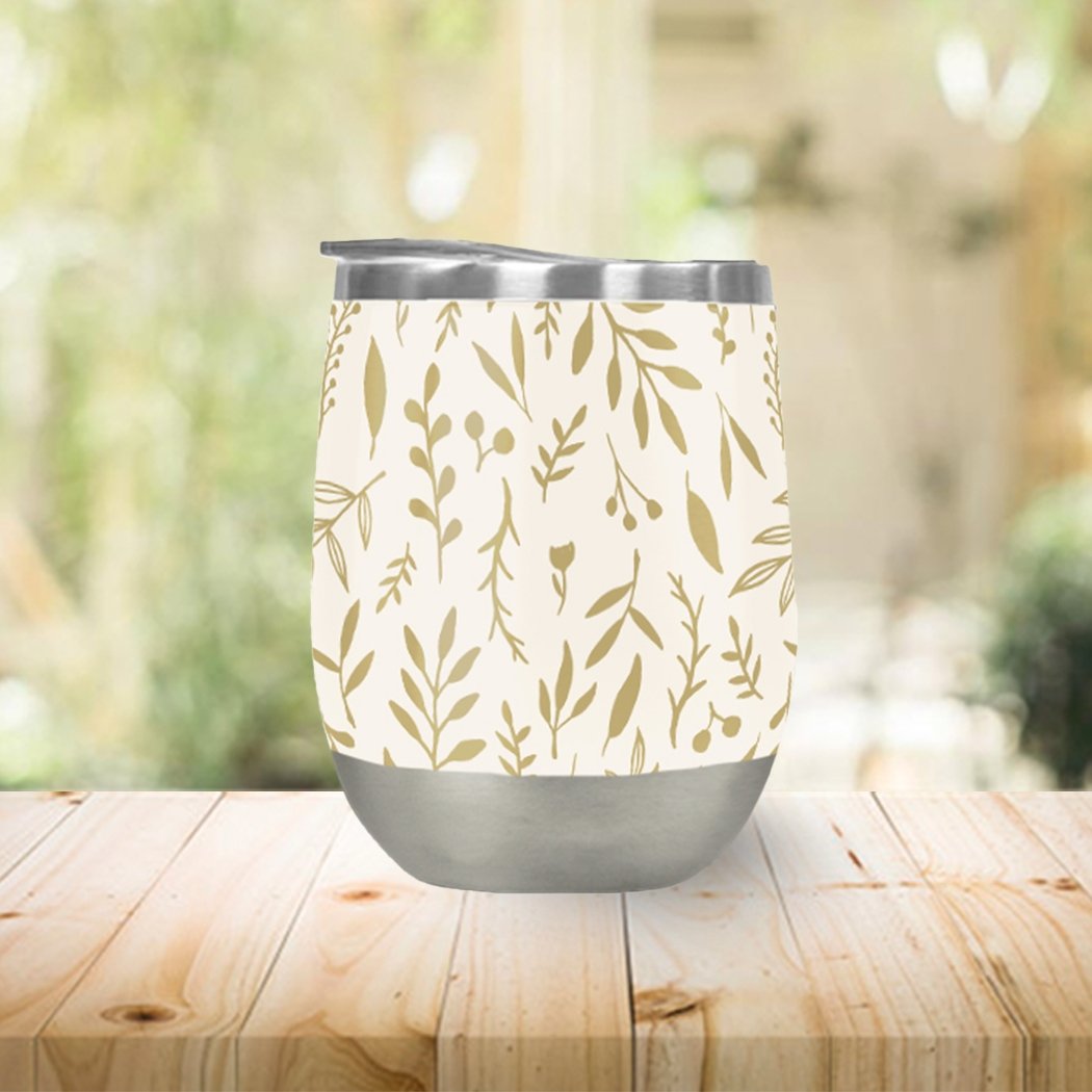 Home &amp; Garden Gold Falling Leaves Wine Tumbler