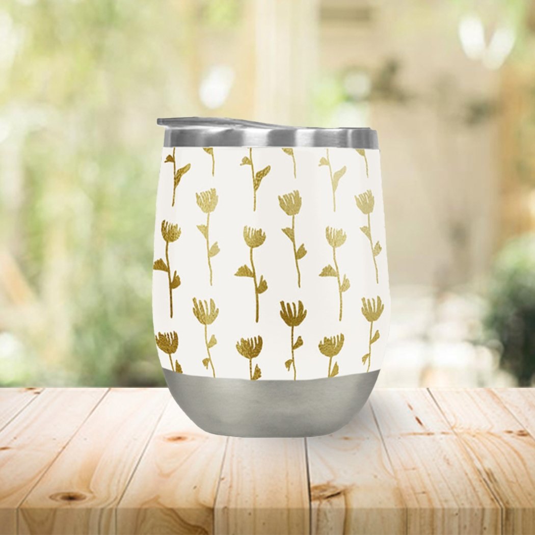 Home &amp; Garden Gold Flower Wine Tumbler