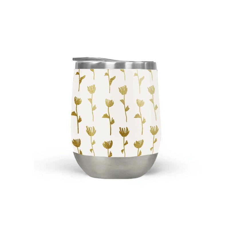 Home & Garden Gold Flower Wine Tumbler