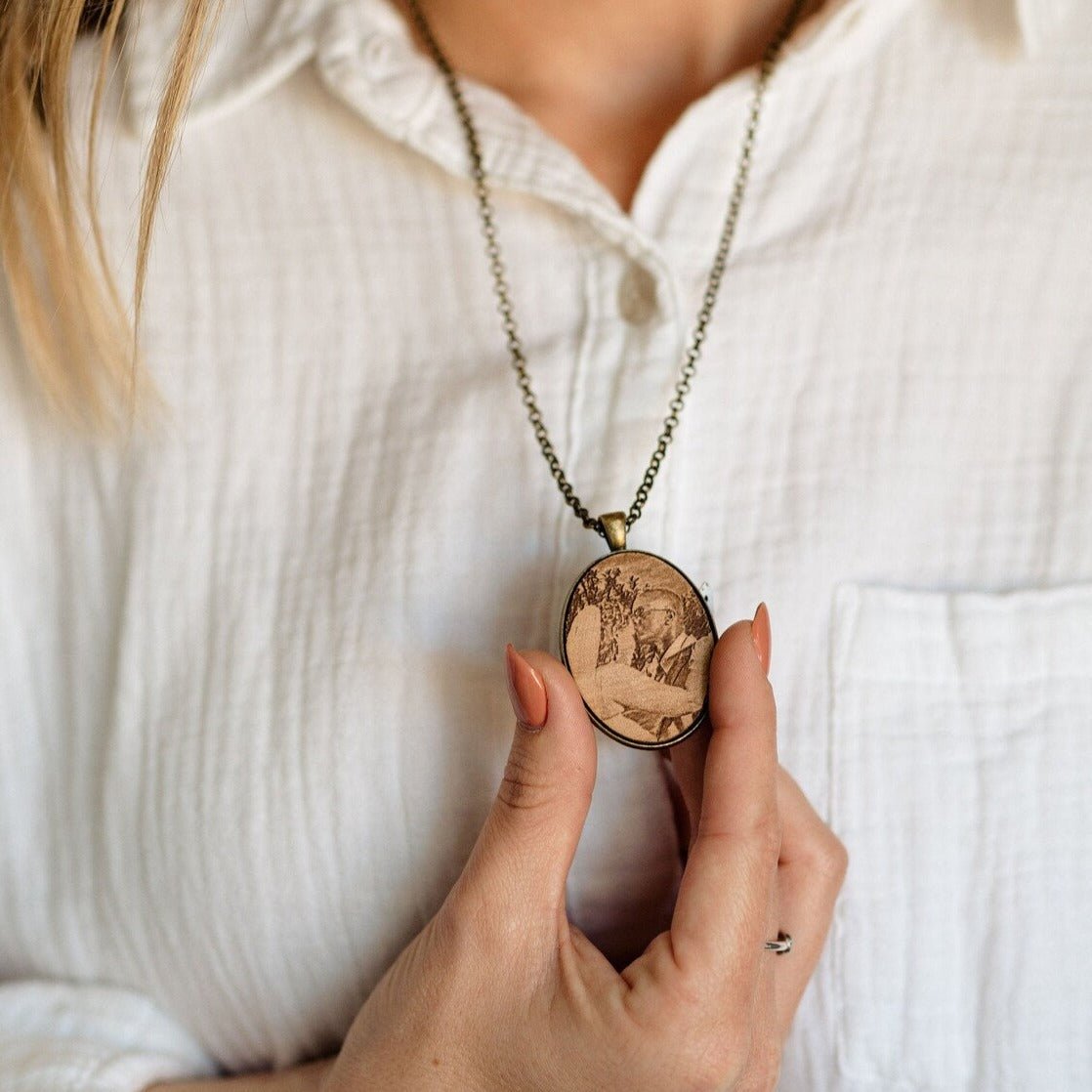 Etched In Love Wooden Necklace