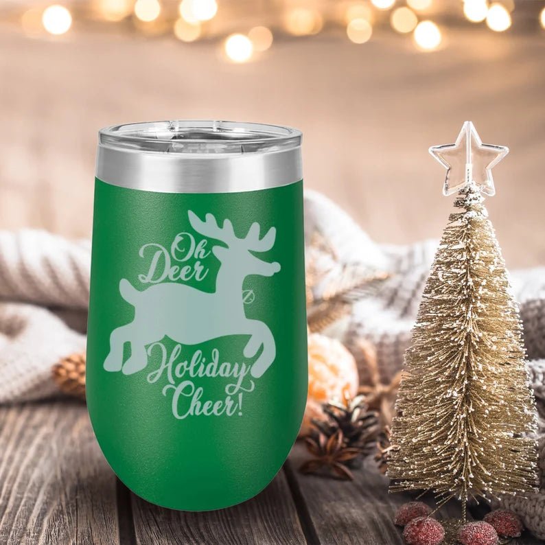 Personalized Holiday Deer Tumbler