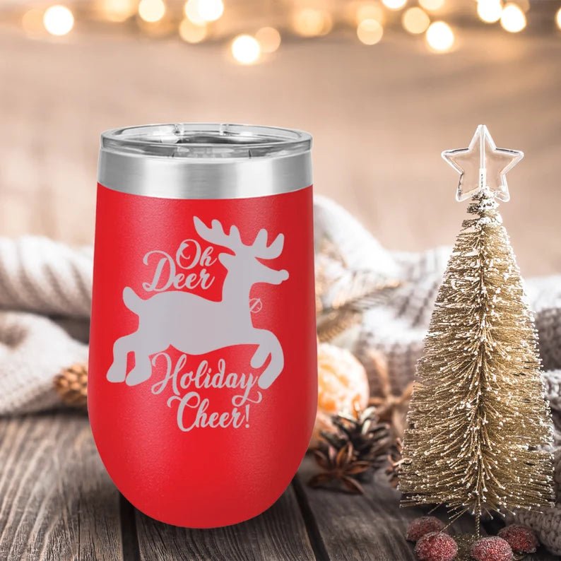 Personalized Holiday Deer Tumbler