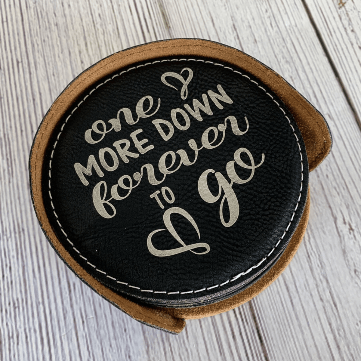 Anniversary leather coaster 