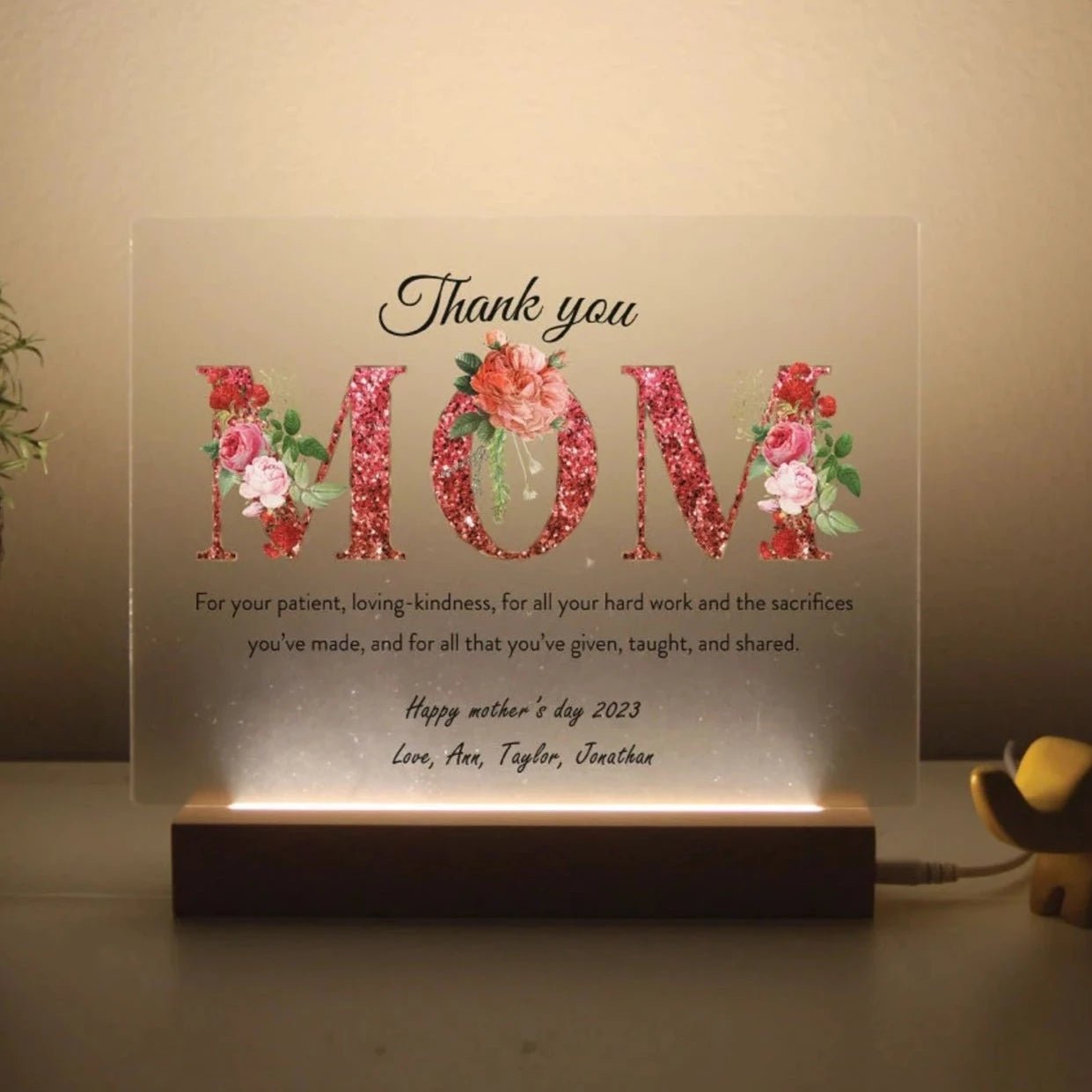 Light Up Best Mom Plaque