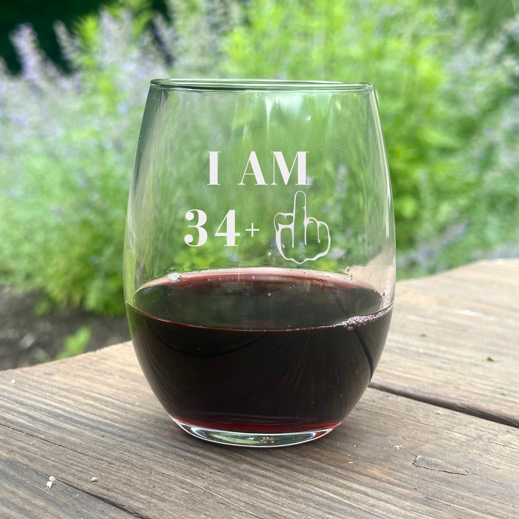 30s birthday stemless wine glass