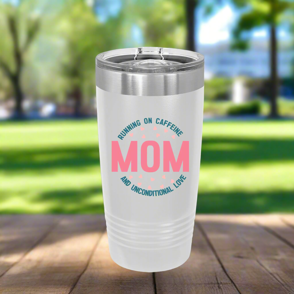 White Fun Mom Caffeine Insulated Tumbler 