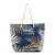 Totes & Beach Bags Navy Blue Palm Leaf Cotton Canvas Beach Tote Bag