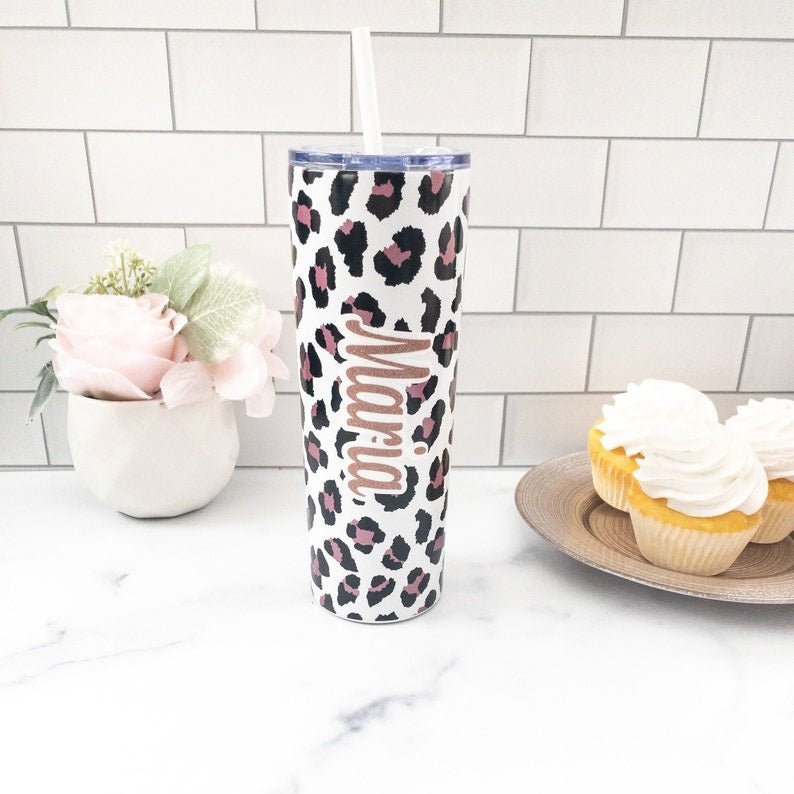 Tumbler Leopard Print Skinny Tumblers