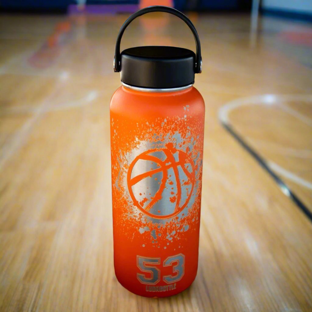 Water Bottle Basketball Engraved Water Bottle Name Number Orange