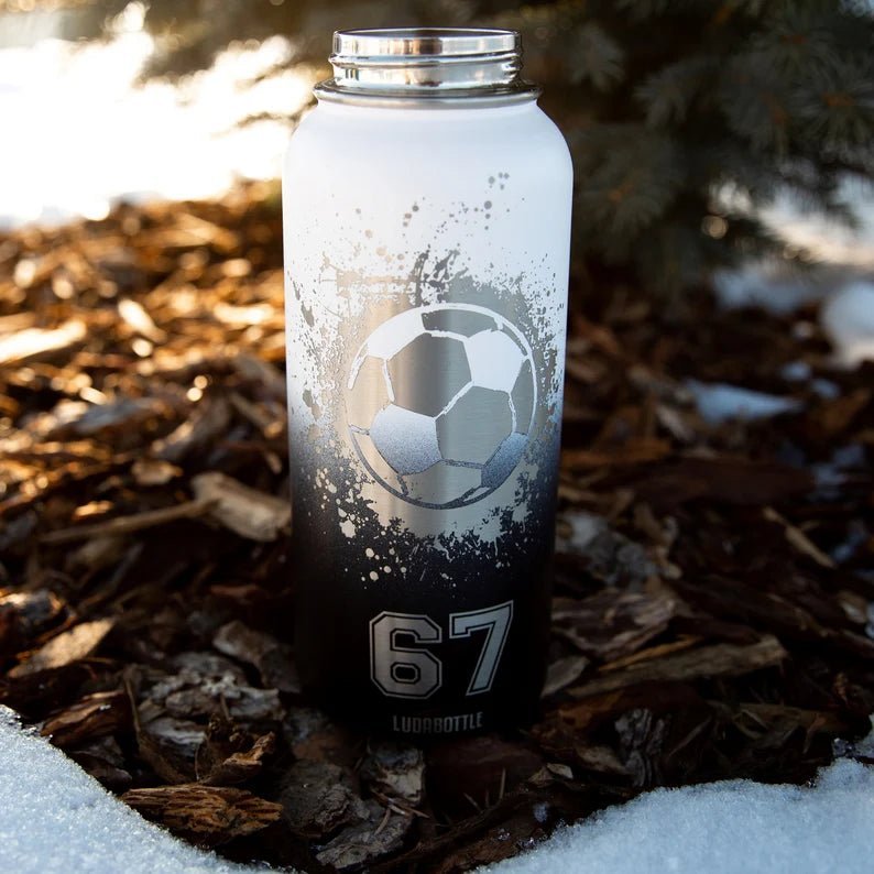 Water Bottle Soccer Ball Engraved Water Bottle