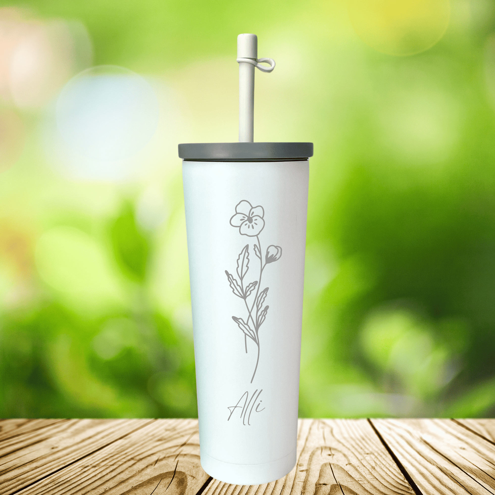 Birth Flower Bliss Skinny Tumbler