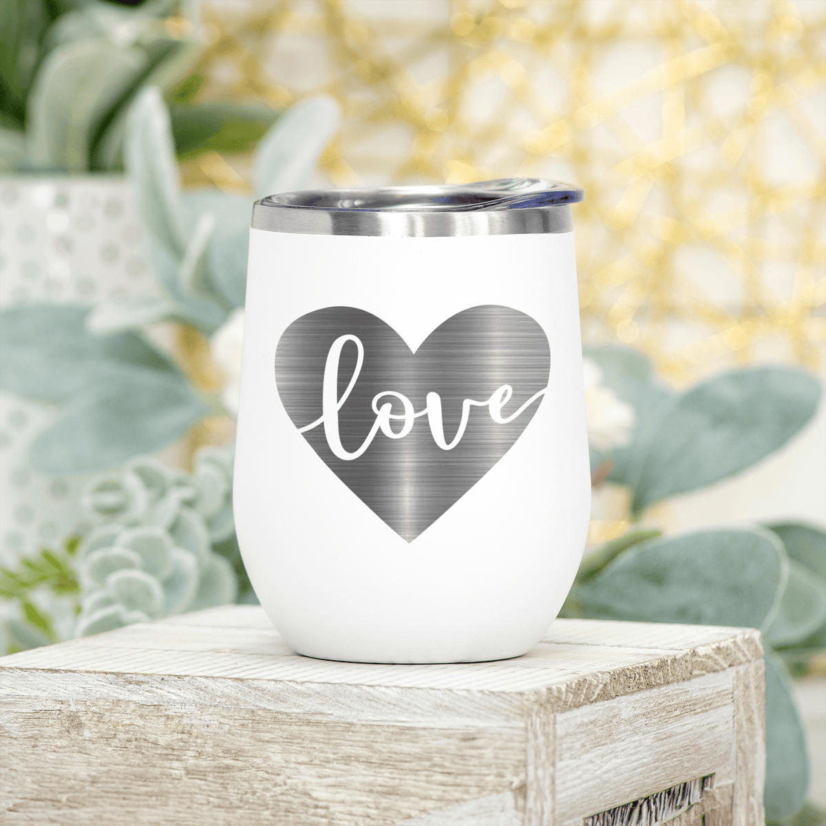 Heart Carved Love Wine Tumbler