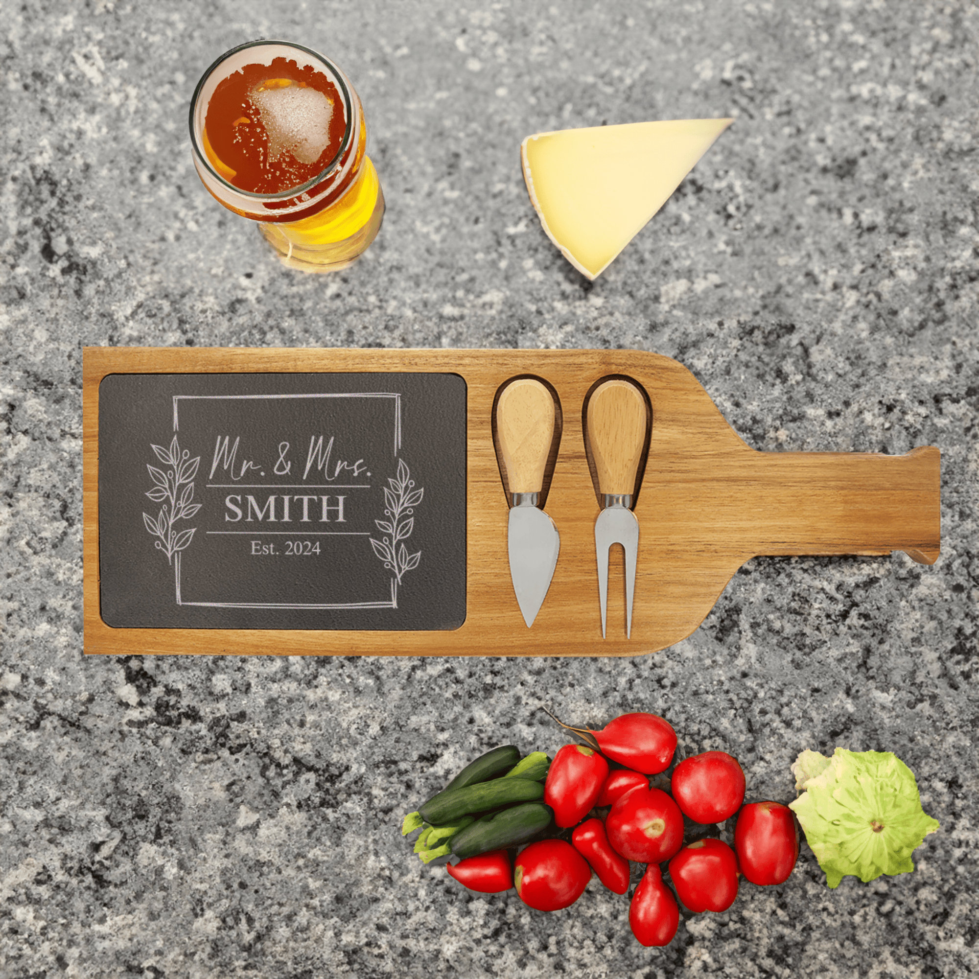 Years Of Joy Wood Slate Serving Tray With Handle