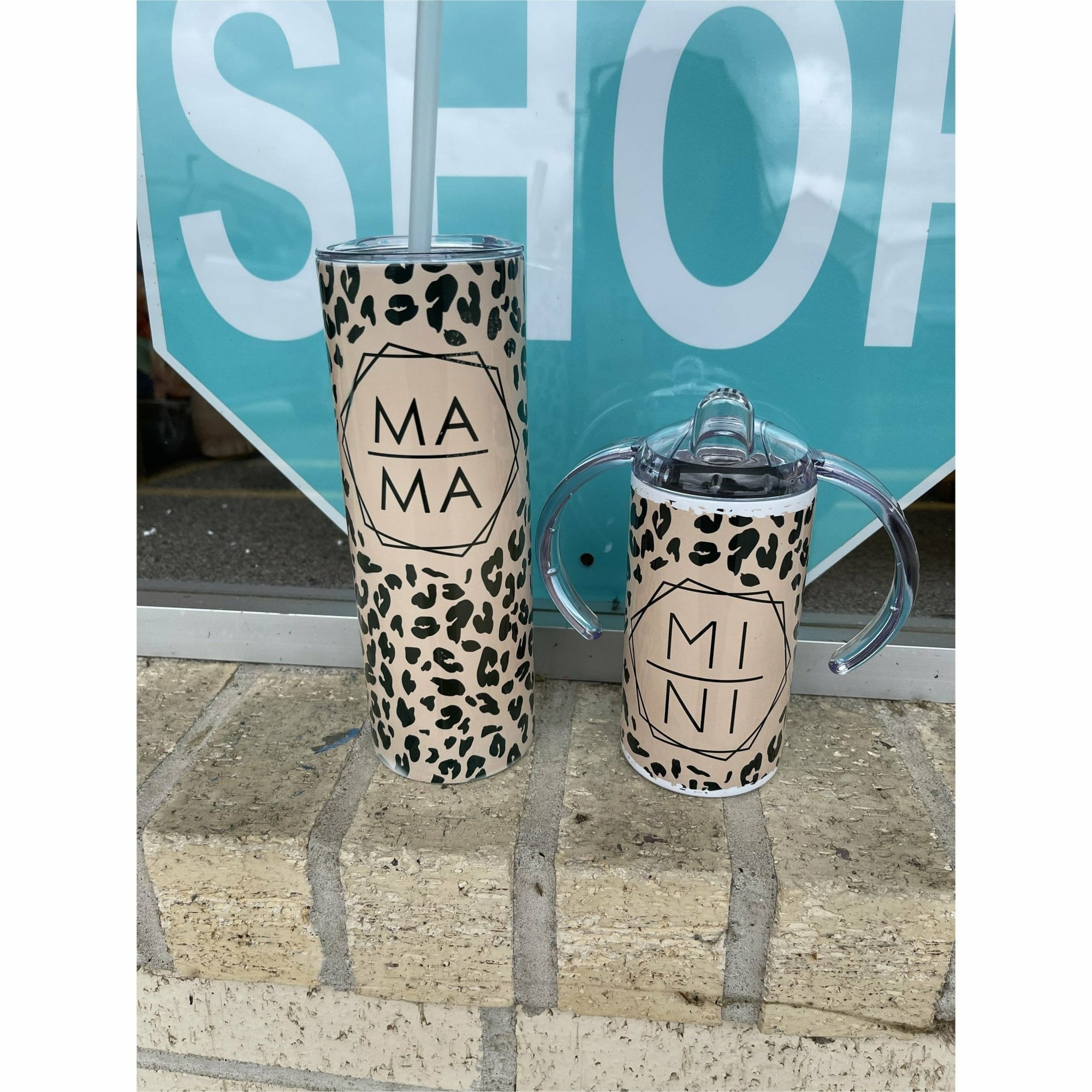 Blue Leopard Mama Tumbler