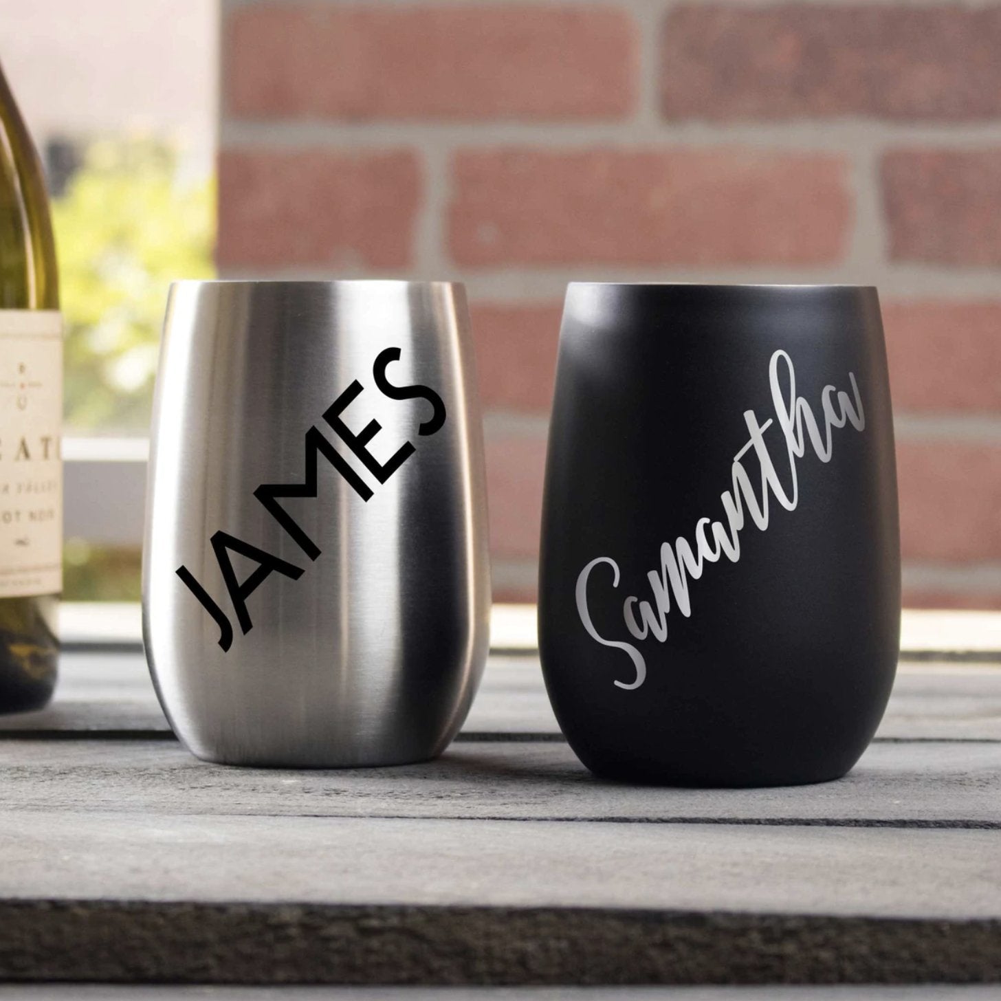 Modern Mr. & Mrs. Personalized Wine Tumblers